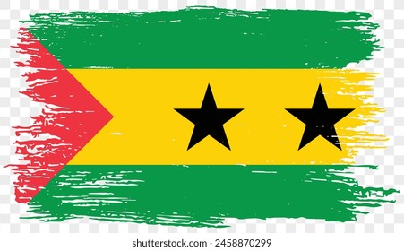 Sao Tome and Principe flag brush paint textured isolated  on png or transparent background. vector illustration