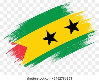 Sao Tome and Principe flag brush paint textured isolated  on png or transparent background. vector illustration