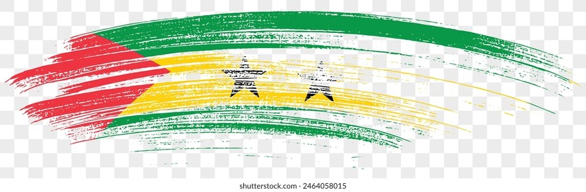 Sao Tome and Principe flag brush paint textured isolated  on png or transparent background. vector illustration