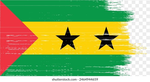 Sao Tome and Principe flag brush paint textured isolated  on png or transparent background. vector illustration