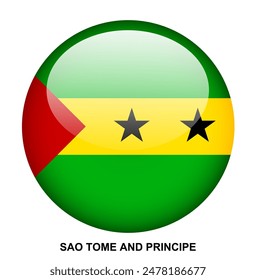 SAO TOME AND PRINCIPE flag button on white background