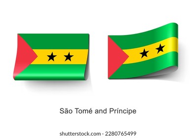 The Sao Tome and Principe Flag Clothing Label Tag. Illustration Flag of The Sao Tome and Principe, Country in Africa. Fabric Label Tag Concept Vector.