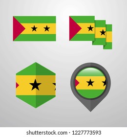 Sao Tome and Principe flag design set vector
