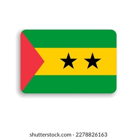 Sao Tome and Principe flag - flat vector rectangle with rounded corners and dropped shadow.