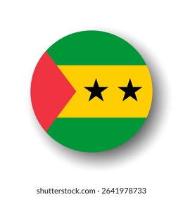Sao Tome and Principe flag - flat vector circle icon or badge with dropped shadow.