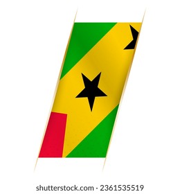 Sao Tome and Principe flag in the form of a banner with waving effect and shadow. Modern vector design.