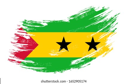 Sao Tome and Principe flag grunge brush background. Vector illustration.