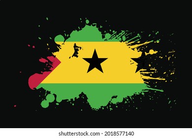 Sao Tome and Principe Flag With Grunge Effect Design. It will be used t-shirt graphics, print, poster and Background.