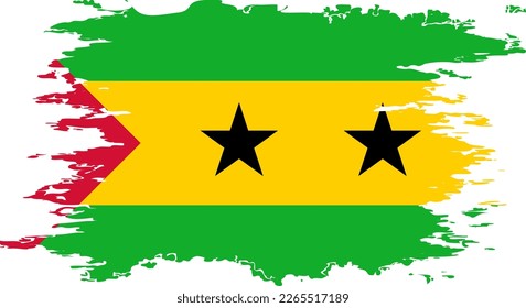 Sao Tome and Principe flag grunge brush color image, vector