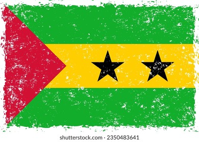 Sao tome and principe flag in grunge distressed style