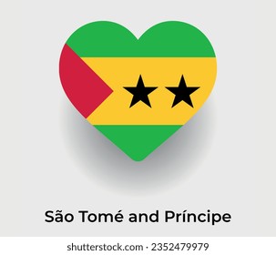 Sao Tome and Principe flag heart shape country icon vector illustration