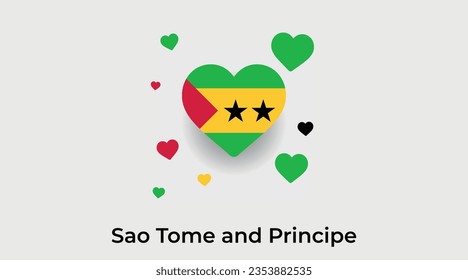 Sao Tome and Principe flag heart shape country icon vector illustration