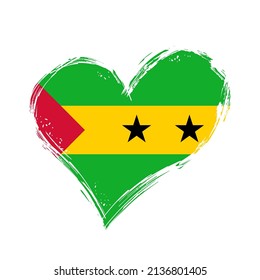 Sao Tome and Principe flag heart-shaped grunge background. Vector illustration.