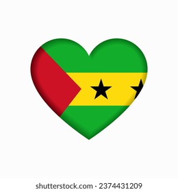 Sao Tome and Principe flag heart-shaped sign. Vector illustration.