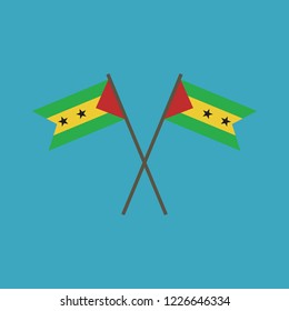 Sao Tome and Principe flag icon in flat design. Independence day or National day holiday concept.