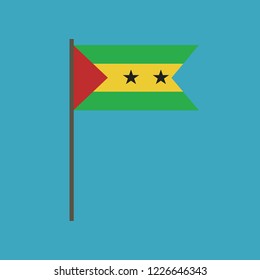 Sao Tome and Principe flag icon in flat design. Independence day or National day holiday concept.