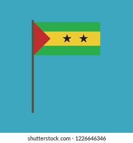 Sao Tome and Principe flag icon in flat design. Independence day or National day holiday concept.