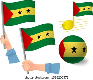 Sao Tome and Principe flag icon set. National flag of Sao Tome and Principe vector illustration