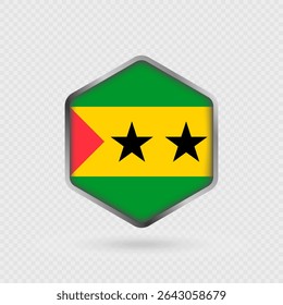 Sao Tome and Principe Flag Icon in Hexagon Shape.