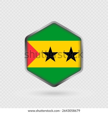 Sao Tome and Principe Flag Icon in Hexagon Shape.
