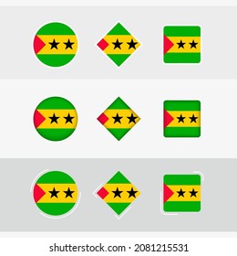 Sao Tome and Principe flag icons set, vector flag of Sao Tome and Principe. Three versions of icon.