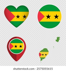 Sao Tome and Principe Flag Icons Pack. Vector illustration.