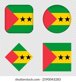 Sao Tome and Principe Flag Icons Pack. Vector illustration.