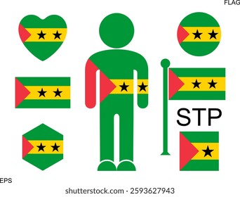 Sao Tome and Principe flag. Isolated Sao Tome and Principe flag on white background