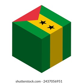 Sao Tome and Principe flag - isometric 3D cube isolated on white background. Vector object.