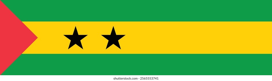 SAO Tome and Principe flag long banner digital vector illustration