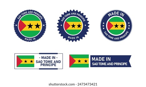 Sao Tome and Principe flag, Made in Sao Tome and Principe. Tag, Seal, Stamp, Flag, Icon vector