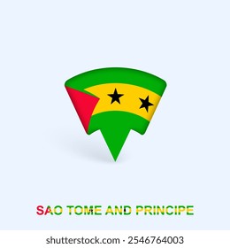 Sao Tome and Principe Flag Map Pointer Design with Shadow. Vector illustrator.