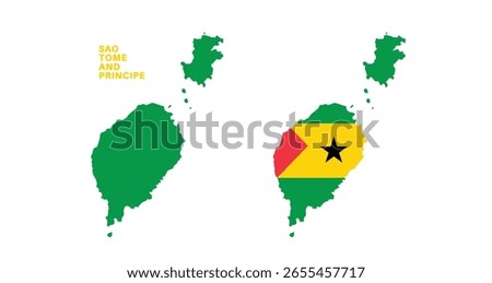 sao tome and principe flag and map set. sao tome and principe flag in official colors and proportions., map