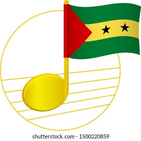 Sao Tome and Principe flag and musical note. Music background. National flag of Sao Tome and Principe and music festival concept vector illustration