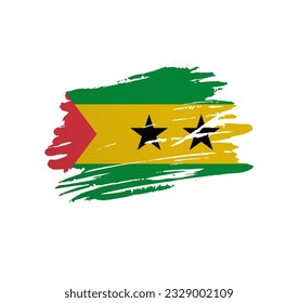 Sao Tome and Principe flag - nation vector country flag trextured in grunge scratchy brush stroke.