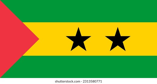 Sao Tome and Principe flag, official colors and proportion. Vector illustration.
