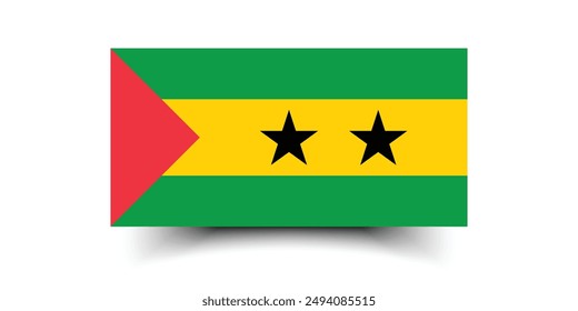 Sao Tome and Principe flag. The official ratio. Flag icon. Standard color. Standard size. A rectangular flag. Computer illustration. Digital illustration. Vector illustration.