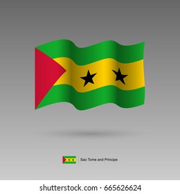 Sao Tome and Principe flag. Official colors and proportion correctly. High detailed vector illustration. 3d and isometry. EPS10