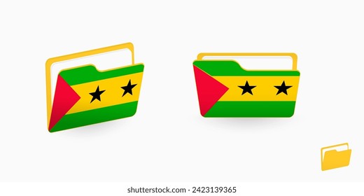 Sao Tome and Principe flag on two type of folder icon. Vector illustration.