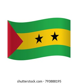 Sao Tome and Principe flag on a gray background. Vector illustration.