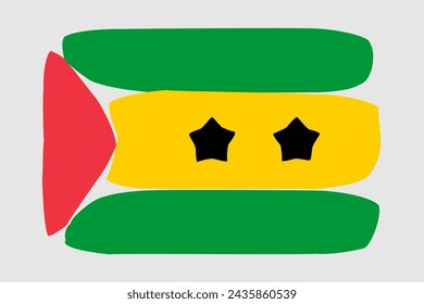 Sao Tome and Principe flag - painted design vector illustration. Vector brush style