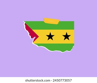 Sao Tome And Principe flag paper texture, single-piece element, vector design, Sao Tome And Principe flag taped on wall, decoration or celebration idea