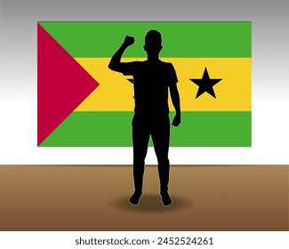 Sao Tome And Principe flag paper texture, single-piece element, vector design, Sao Tome And Principe flag taped on wall, decoration or celebration idea