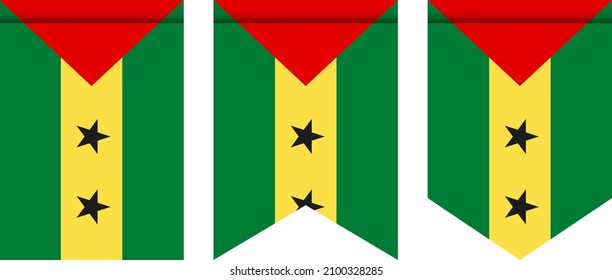 Sao Tome and Principe flag or pennant isolated on white background. Pennant flag icon.