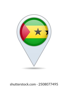 Sao Tome and Principe - flag pin for map. Vector illustration.