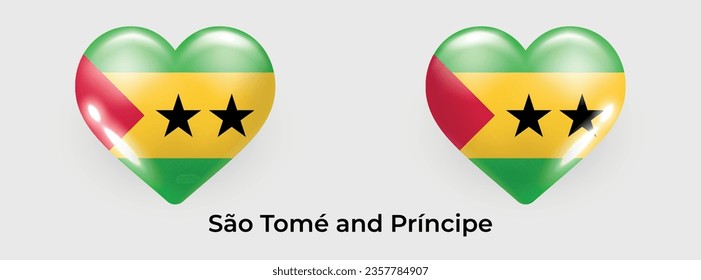 Sao Tome and Principe flag realistic glas heart icon vector illustration