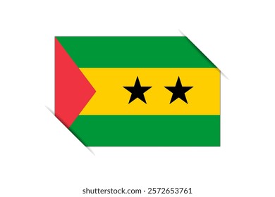 Sao Tome and Principe flag - rectangle colorful flag representing a country cultural identity and heritage. The essence of national pride and unity. Attached by the corners in a paper album