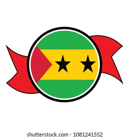 Sao Tome and Principe flag in round button of icon. flag logo of Sao Tome and Principe emblem isolated on white background.