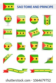 Sao Tome and Principe Flag Set - Vector Illustration