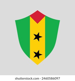 Sao Tome and Principe Flag in Shield Shape